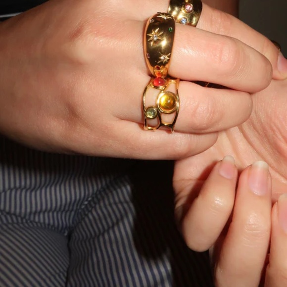 Anthropologie Gold Bracelet with Red, Yellow, and Green Stones - Picture 6 of 6